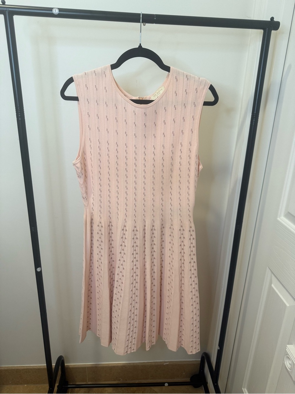 Ted Baker Evelyn Pointelle Blush Pink Ribbed Knit Dress